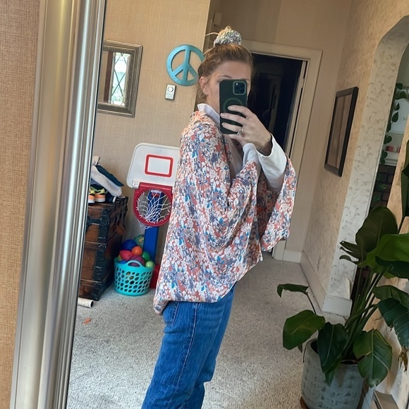 Garnet Hill Silk Floral Kimono Cover - Picture 10 of 11